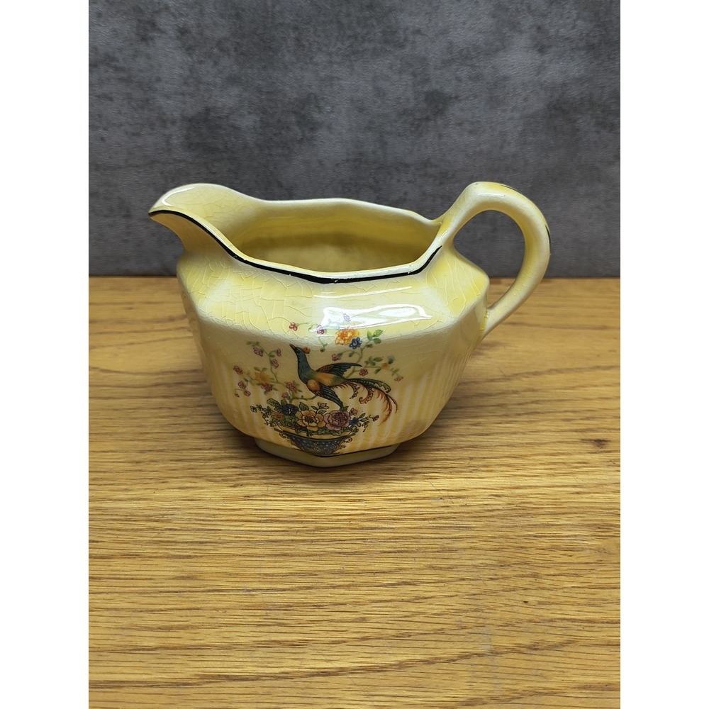 Vintage Salem China Co Beige Bird Of Paradise Floral Creamer Dish 4911